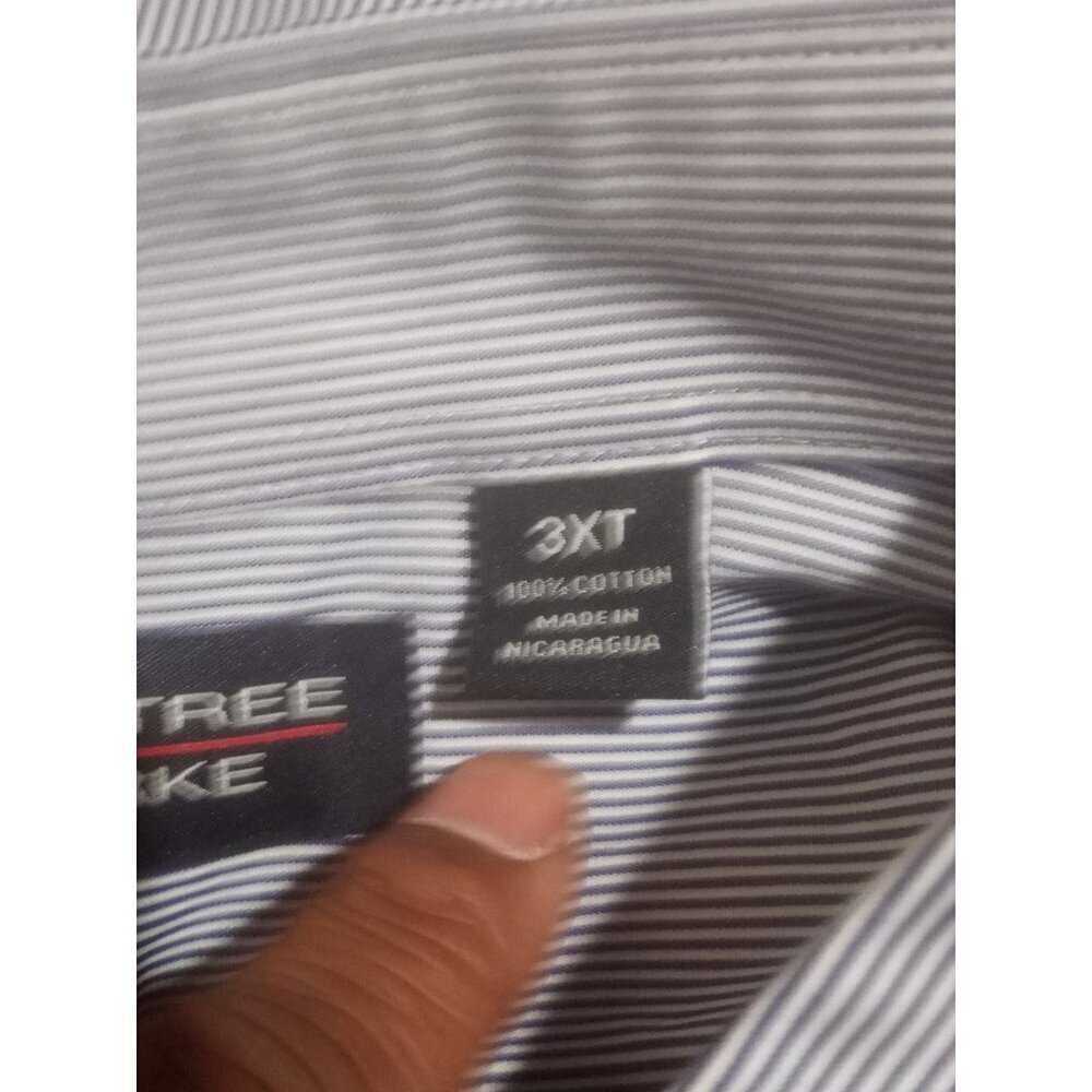 Roundtree & Yorke Men's Long-Sleeve Shirt 3XT Blue Striped Luxury Cotton NWT - Picture 10 of 13